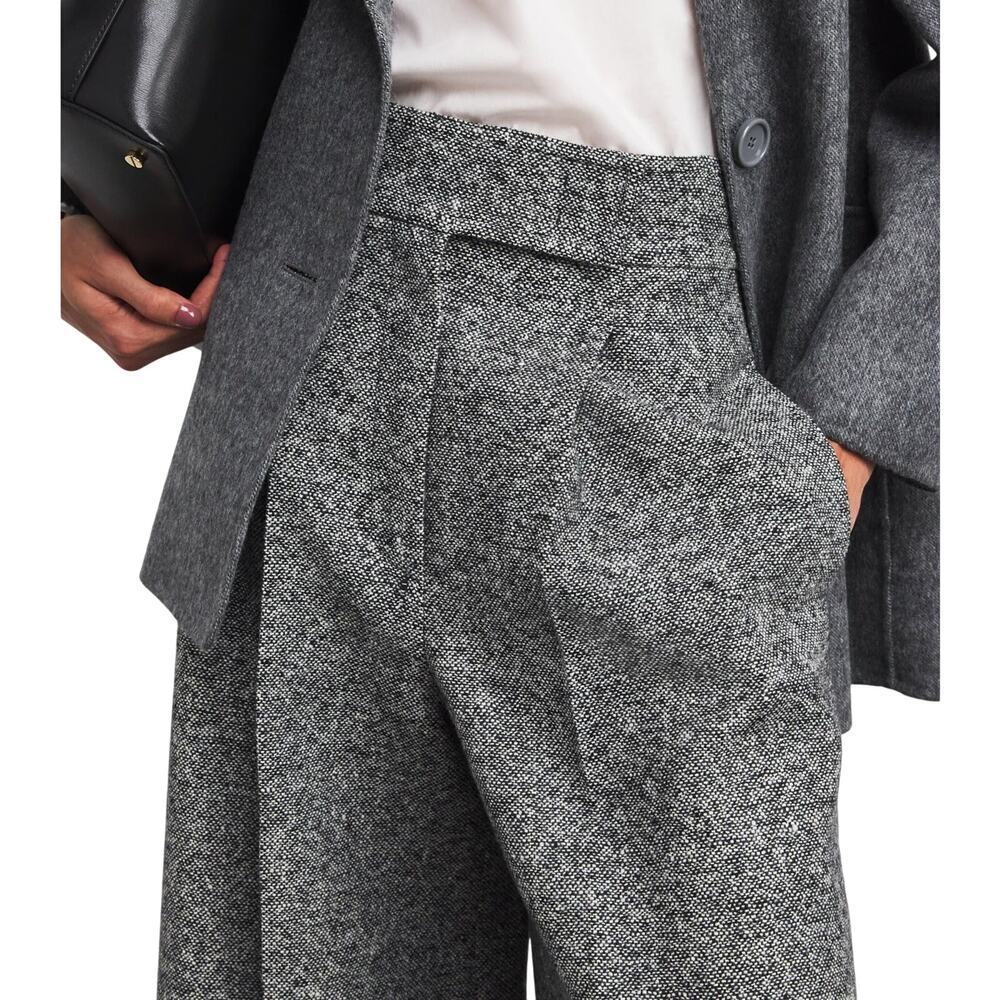 Max Mara Wool Cashmere Tailored Straight Leg Tweed Pants Gray Size 10 - Picture 2 of 9